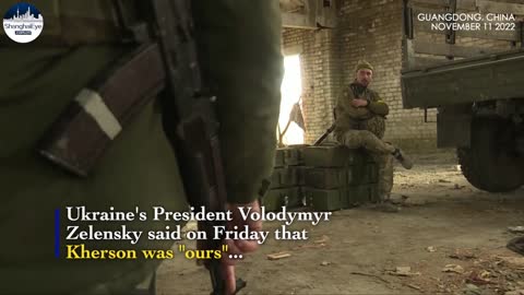 Ukrainian soldiers found abandoned weapons near Kherson as 30,000 Russian troops retreat