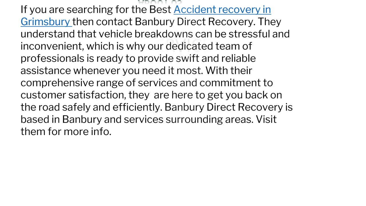 Accident recovery in Grimsbury