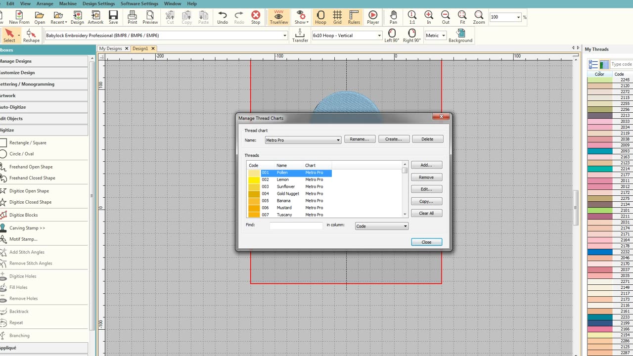 Wilcom Hatch Tutorial - How to add a new color chart