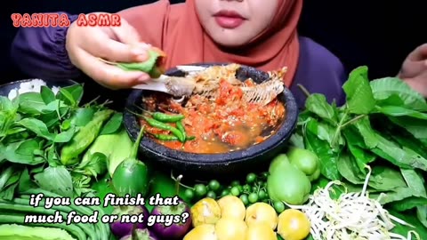 Mukbang fresh vegetable with spicy sauce 🔥