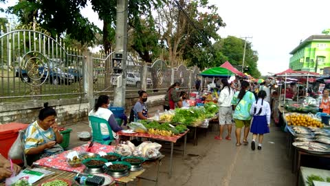 Walk around a market in north east Thailand.