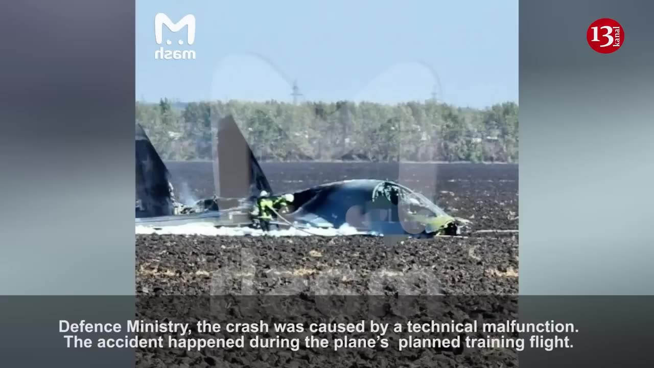 Footage of the crashed Russian Su-34 fighter-bomber aircraft