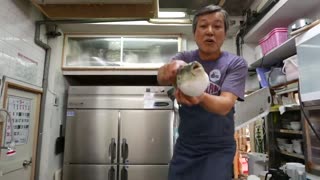 Japanese Street Food - LIVE FUGU PUFFERFISH Puffer Fish Japan