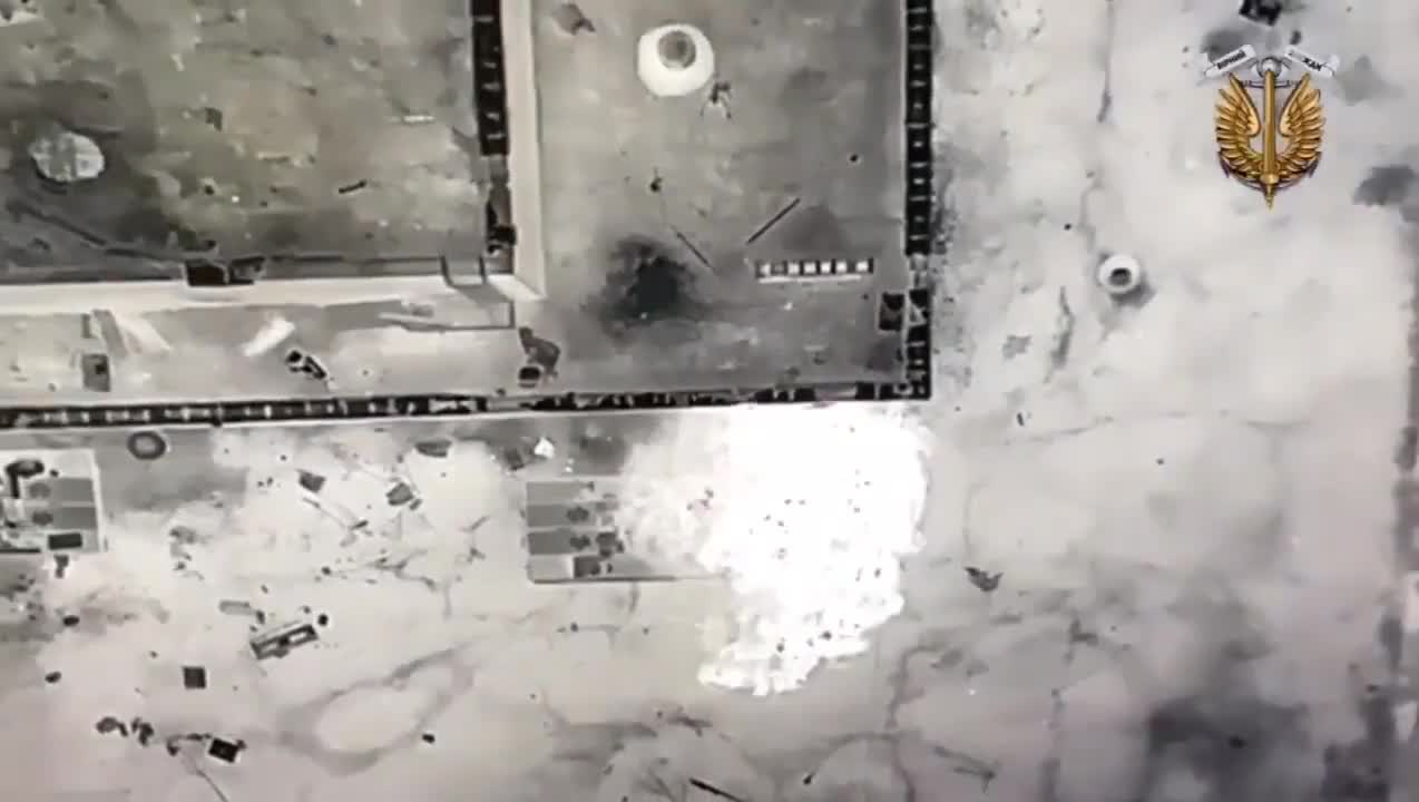 A Ukrainian drone drops mines on Russian BMPs