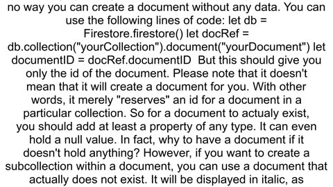 How to create a new Firestore document without data