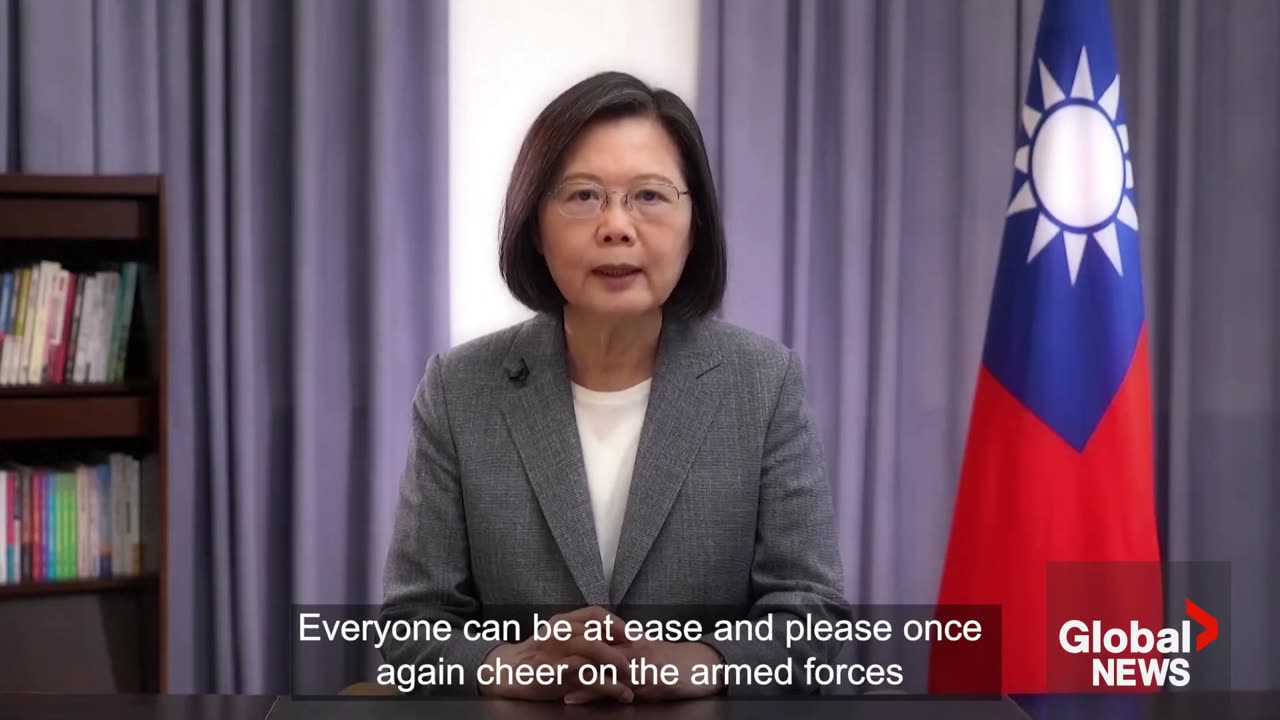 Taiwan president calls China's military drills "irresponsible" as ships remain around country