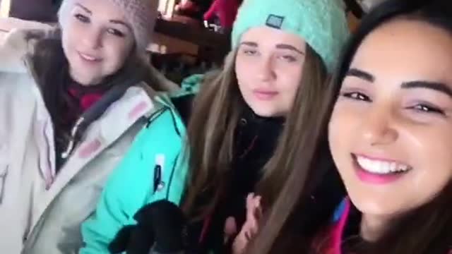 Three beautiful girls getting excited