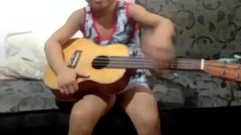 My baby andren learn to play guitar