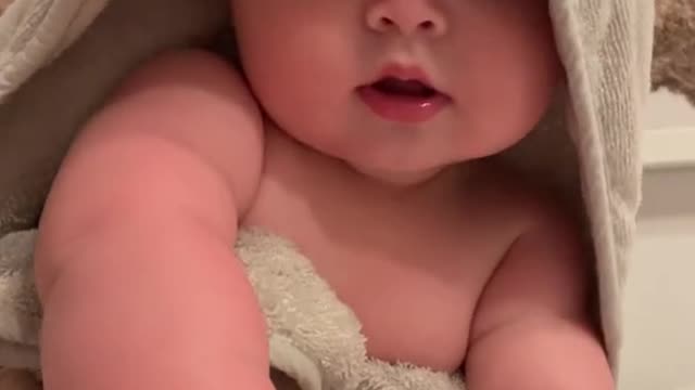 CUTE BABY FRESH OUT THE BATH