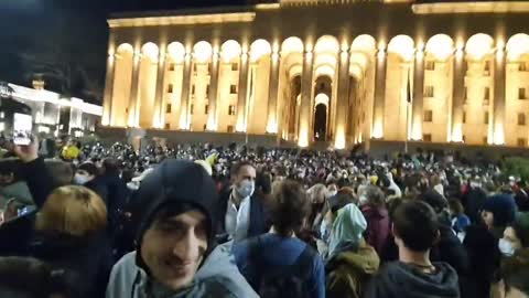 This is Tbilisi right now. Thousands are forming into a human chain to express support to Ukraine