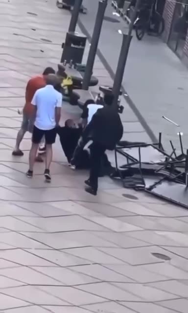 Meanwhile. In Denmark Real Men Take Down Attacker With Knife