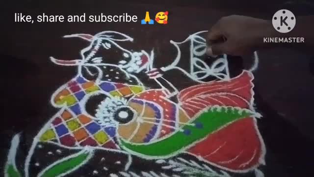 girl rangoli for Pongal festival with5×5 dots/Pongal pot rangoli/sankranti mugglu@NSchannelrangoli