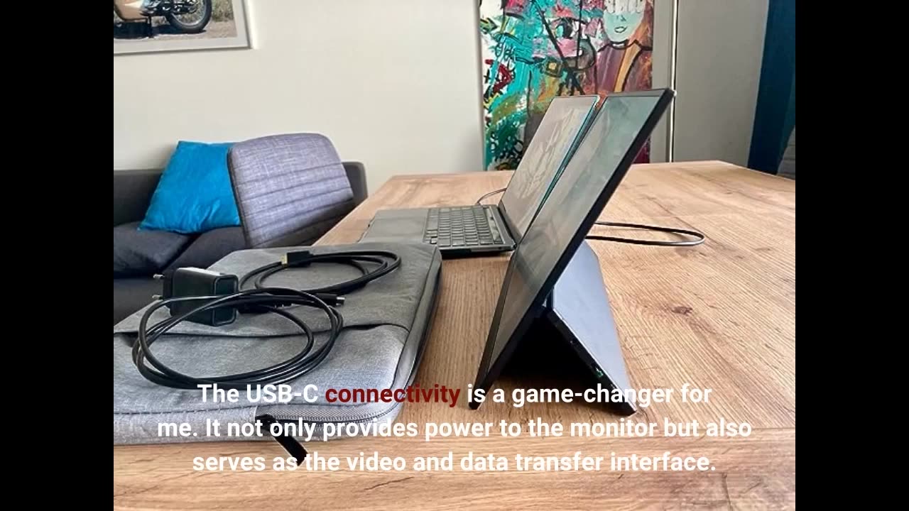 USB-C Portable Monitor - 15.6 Inch FHD HDR FreeSync Zero Frame USB-C Computer Display