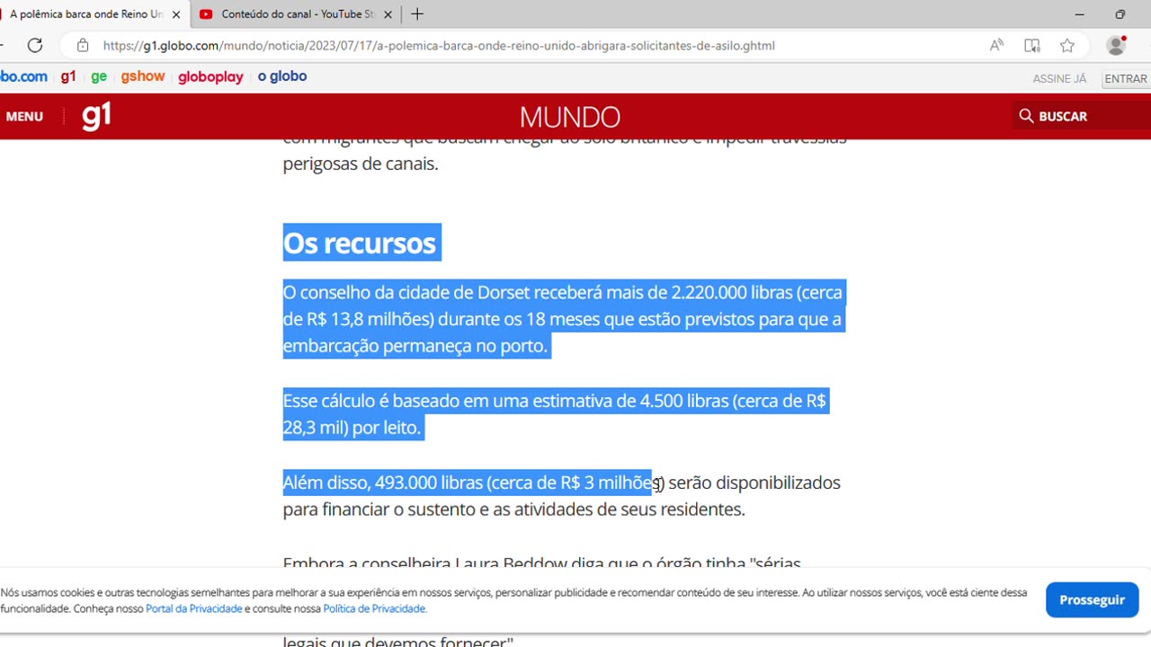 A polêmica barca onde Reino Unido abrigará solicitantes de asilo.