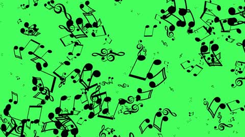 Musical notes on green background