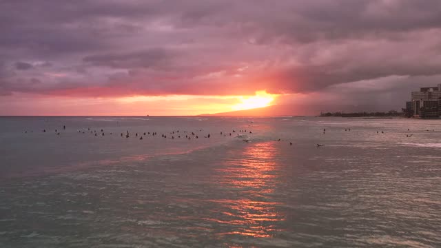 Beautiful Lagoon sunset at surfers paradise