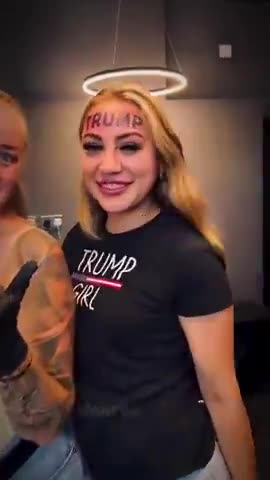 Girl gets Trump's name tattoo'd on forehead