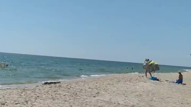 Low Flying Russian Helicopters on Beach at Sea of Azov