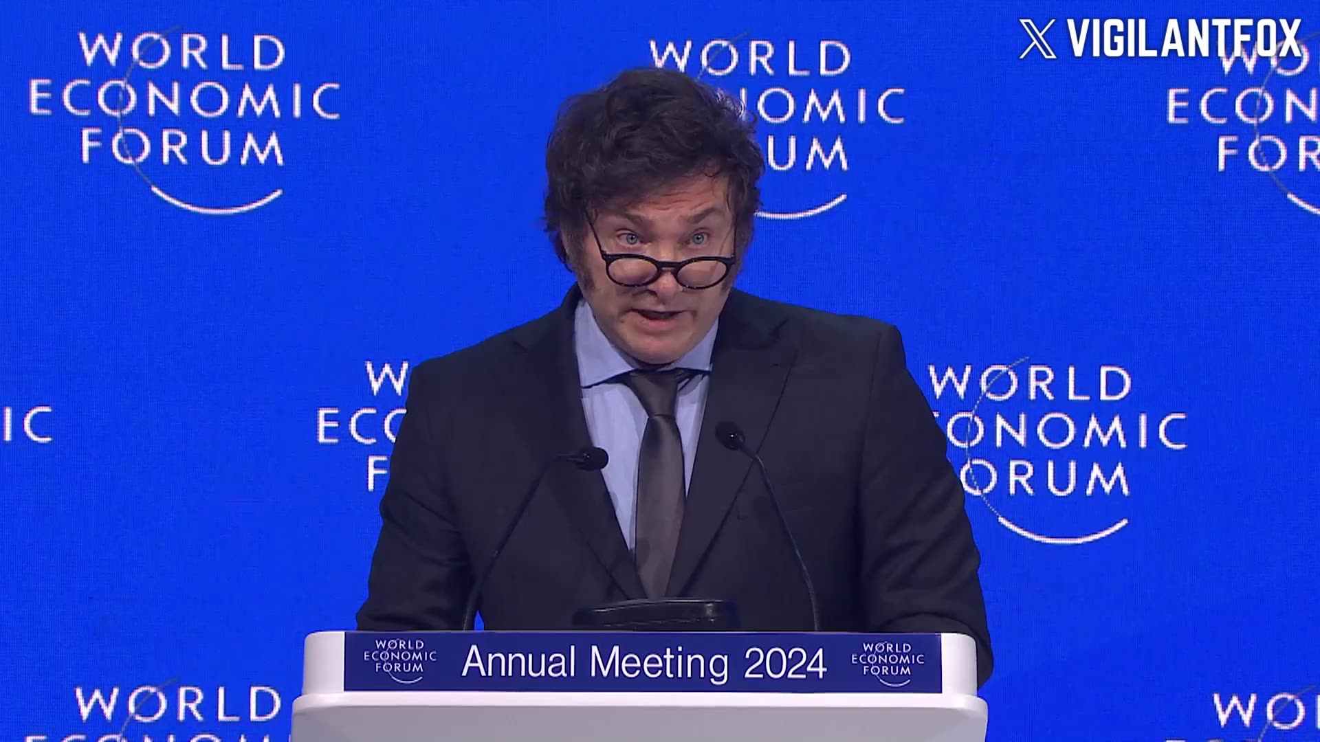 DAVOS 2024: Argentina President Javier Mileis Speech