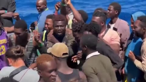 Celebrations between the all fighting age men...