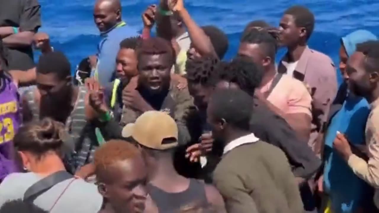 Celebrations between the all fighting age men...