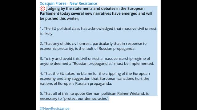 Blood on the streets next winter as the EU Fascists will be defending their Orwellian Fascism.