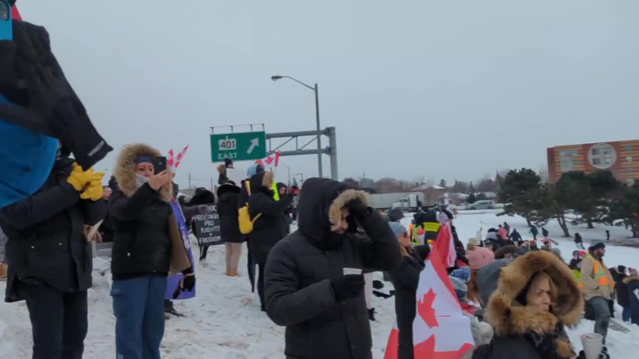 Patriots out now on the 401 Highway in Toronto