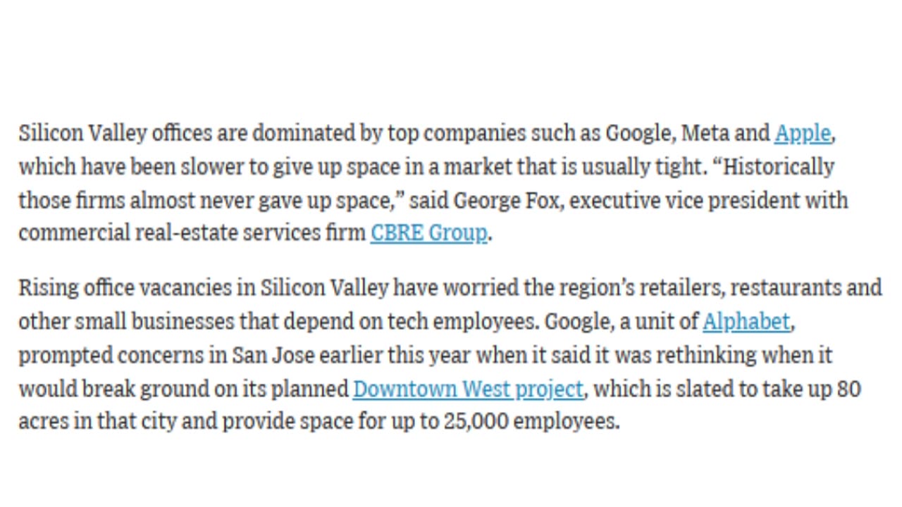 Silicon Valley is filling with vacant office space