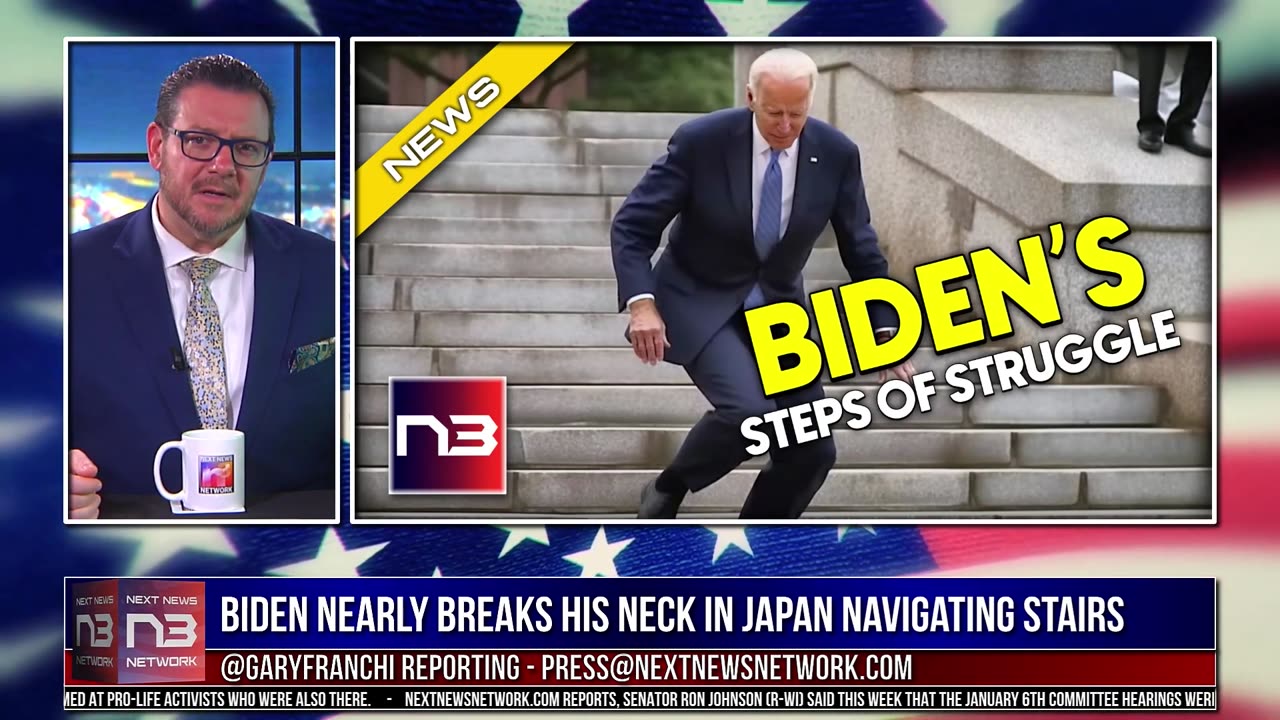 BIDEN NEARLY LOSES HIS BATTLE WITH STAIRS IN JAPAN!