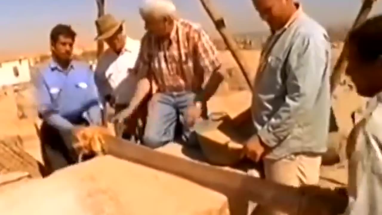 Archaeologists showing how the ancient Egyptians could have cut granite