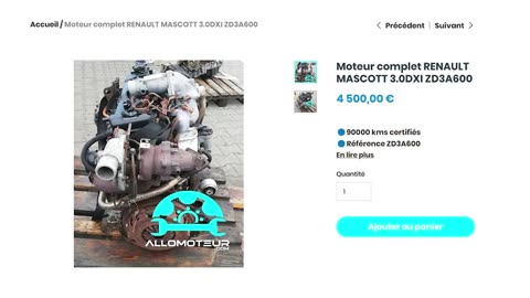 Moteur complet RENAULT MASCOTT 3.0DXI ZD3A600
