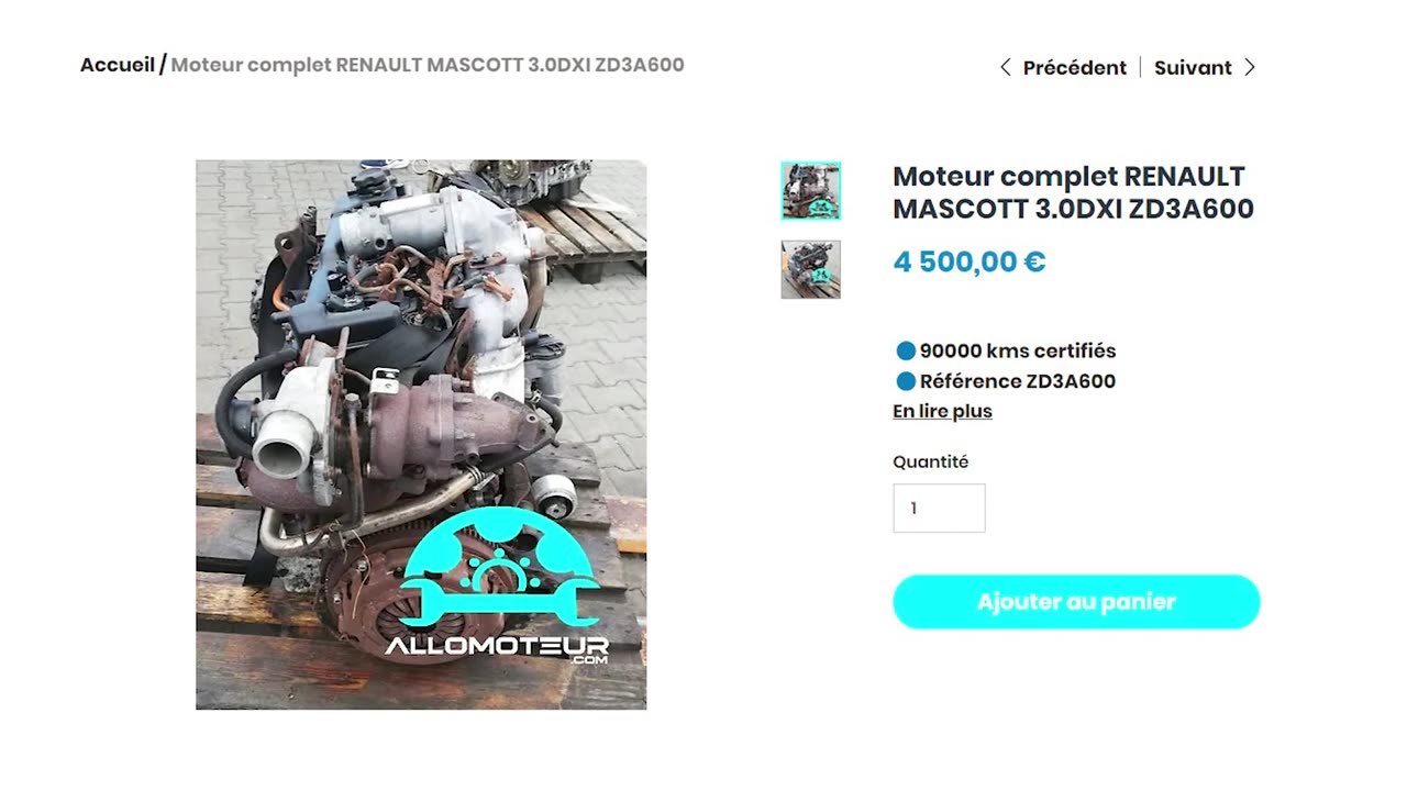 Moteur complet RENAULT MASCOTT 3.0DXI ZD3A600