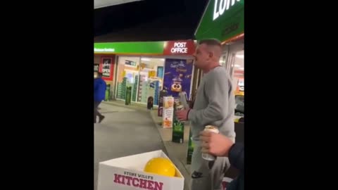 Throwing Hands and Cans at a Gas Station in the UK