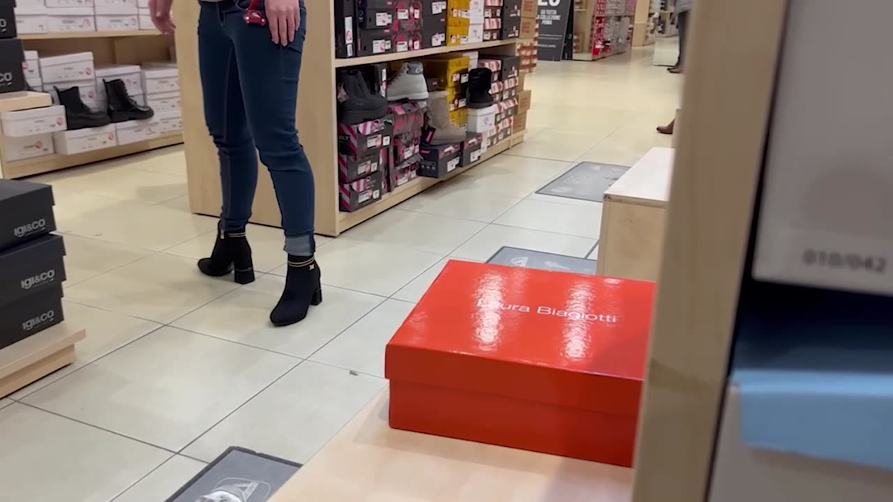 Black Thong Slip While Shopping