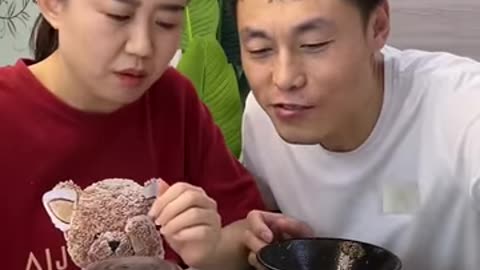 Funny husband and wife eating video