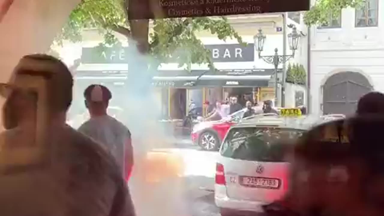 Italians attacking the English in the Czech Republic over a game of football