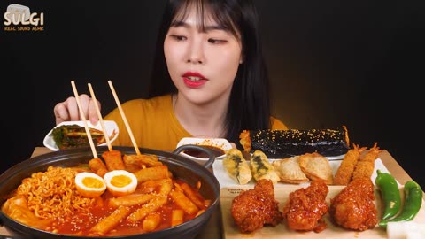 Asmr Mukbang Fired Chicken And Fire Noodles Eating