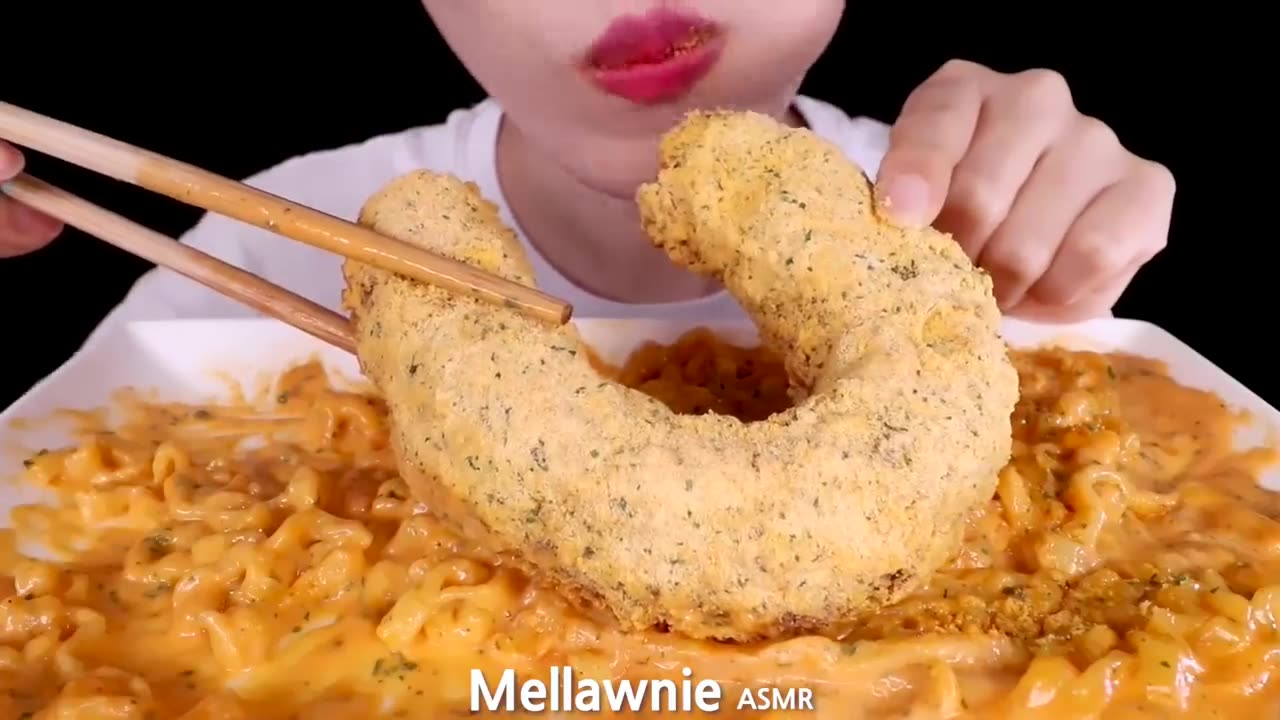 ASMR MUKBANG｜CHEESY CARBO FIRE NOODLES, BBURINKLE KIELBASA SAUSAGEEATING SOUNDS