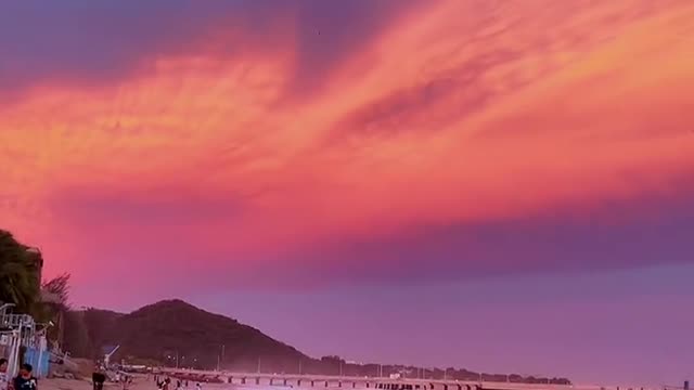 Beautiful Sunset on the beach of Sanya