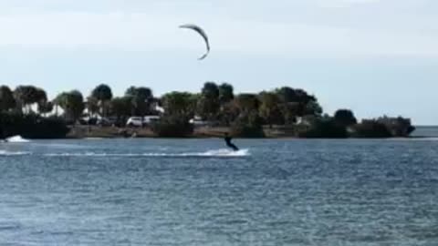 Wind surfing huge jump!