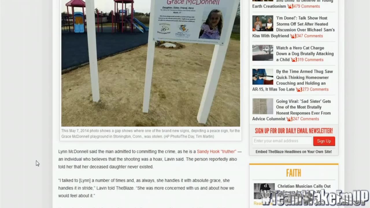 Sandy Hook Truther Responds to Stolen Peace Sign 2014