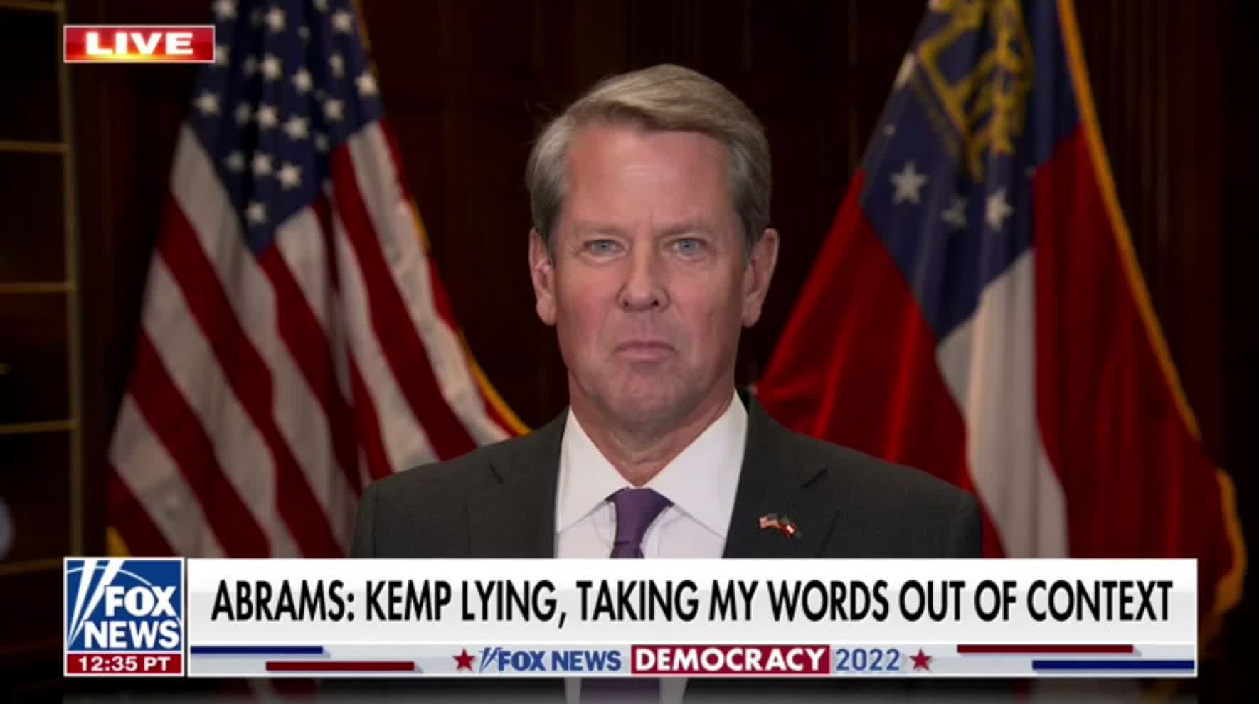 Georgia Gov. Brian Kemp responds to Stacey Abrams' claim that he lied about her stance on defunding the police