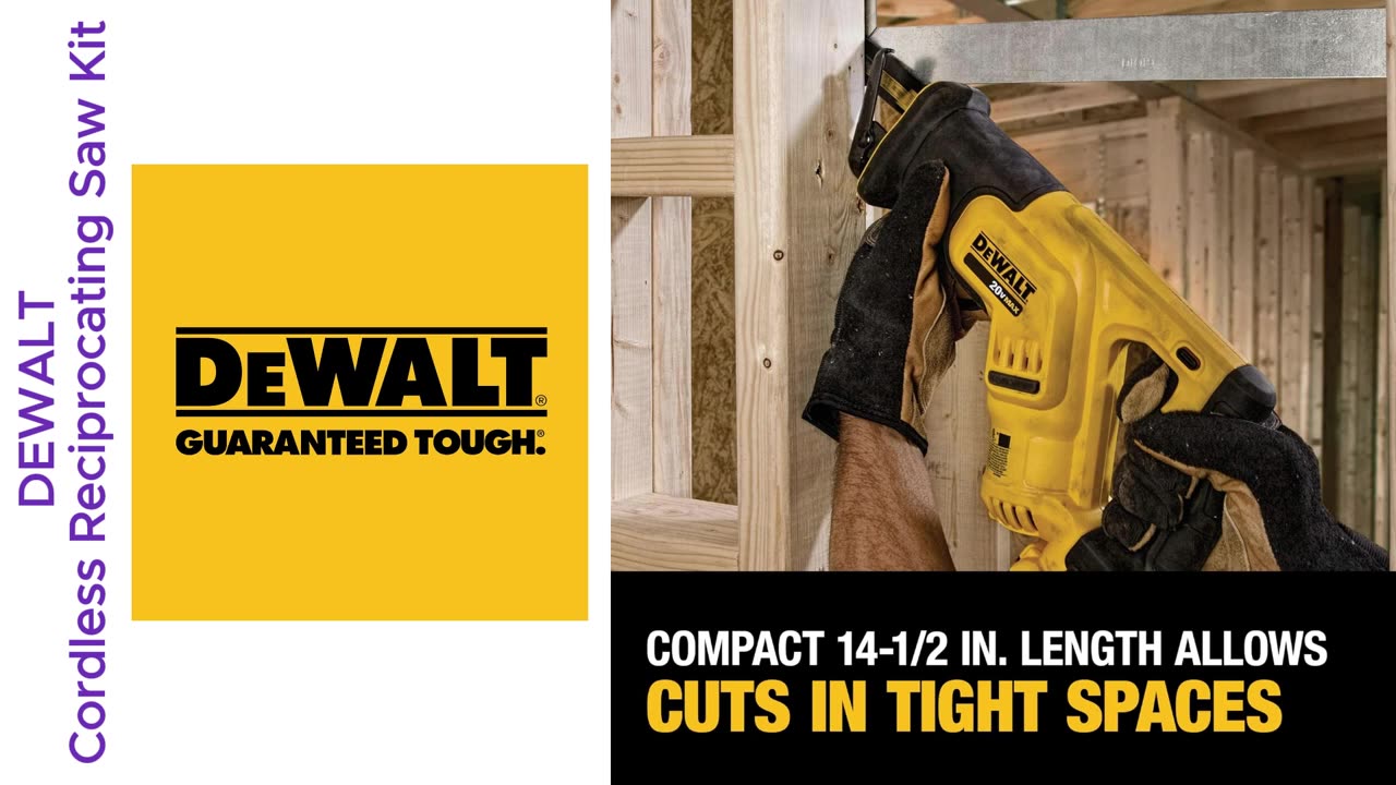 DEWALT 20V MAX* Cordless Reciprocating Saw Kit, Compact, 2-Amp Hour (DCS387D1)