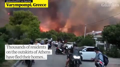 Greece_ Wildfires reach outskirts of Athens forcing thousands of residents to fl