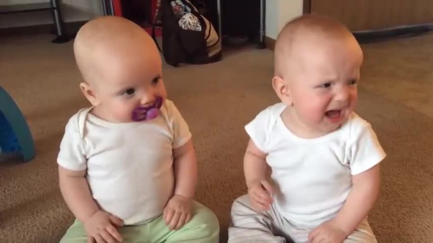 Twin Baby girls fight over pacifier