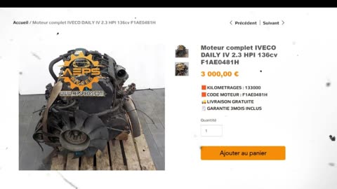 AEPSPIECES.COM - Moteur complet IVECO DAILY IV 2.3 HPI 136cv F1AE0481H