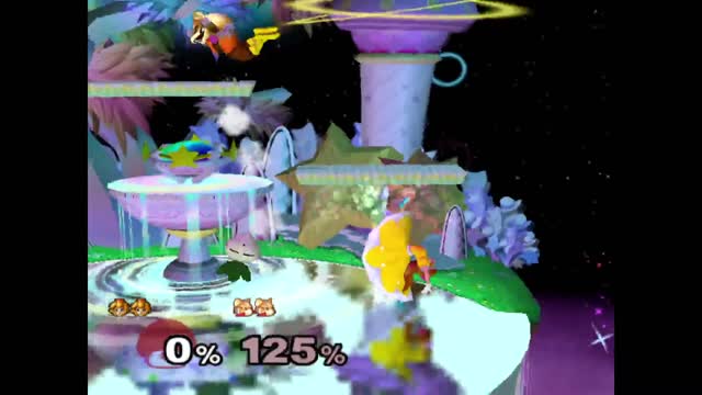 Super Smash Bros Melee (ssbm) - Peach vs Fox (lv9 cpu)