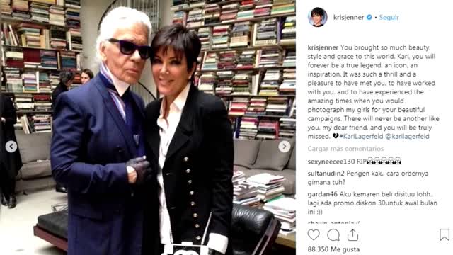 Famosos reaccionan ante la muerte del diseñador Karl Lagerfeld