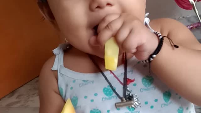 Baby trying to eat payaya| laughing baby