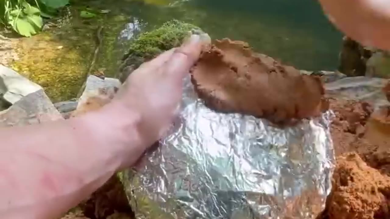 Cooking Chicken in primitive mud 🐓🥬